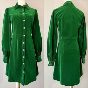 Green Corduroy Dress Cottagecore Retro St Patrick’s Day Coat Jacket Small